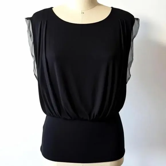 White House Black Market Black Sleeveless Blouse Size L - Picture 1 of 5